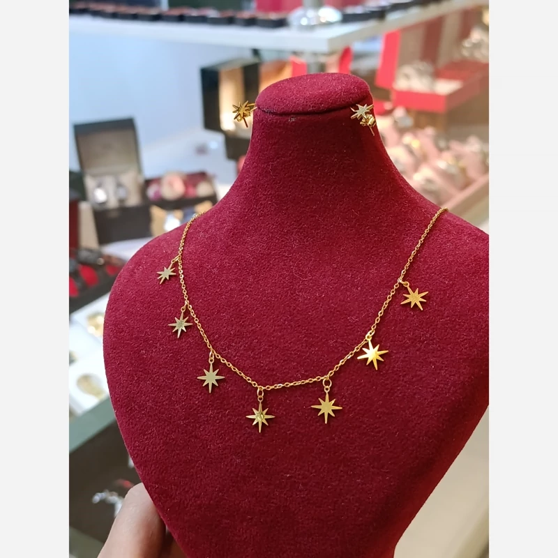 نیم ست ستاره نیمست طرح طلا (پس کرایه)