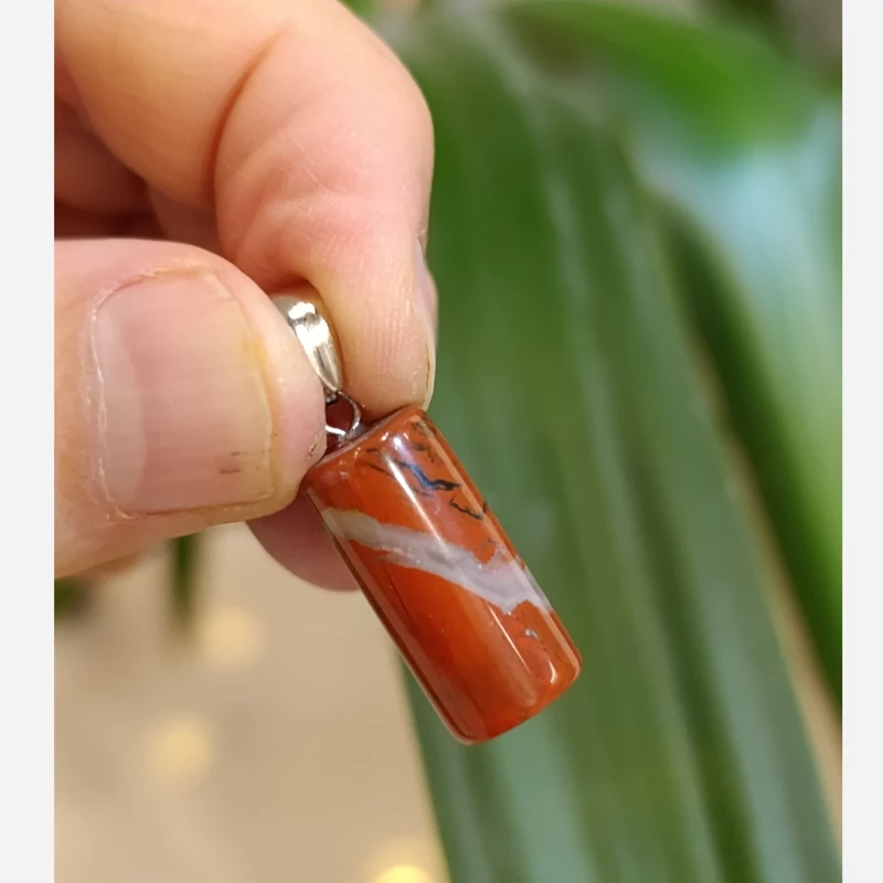 گردن آویز جاسپر استوانه ای اصل معدنی (پس کرایه)