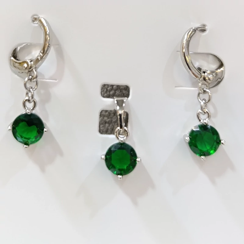 نیم ست ژوپینگ نگین طرح زمرد (پس کرایه)